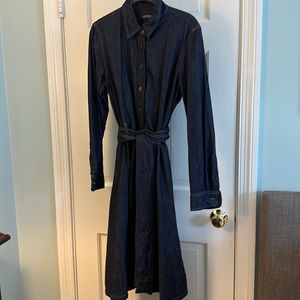 Ralph Lauren A-line denim belted dress
